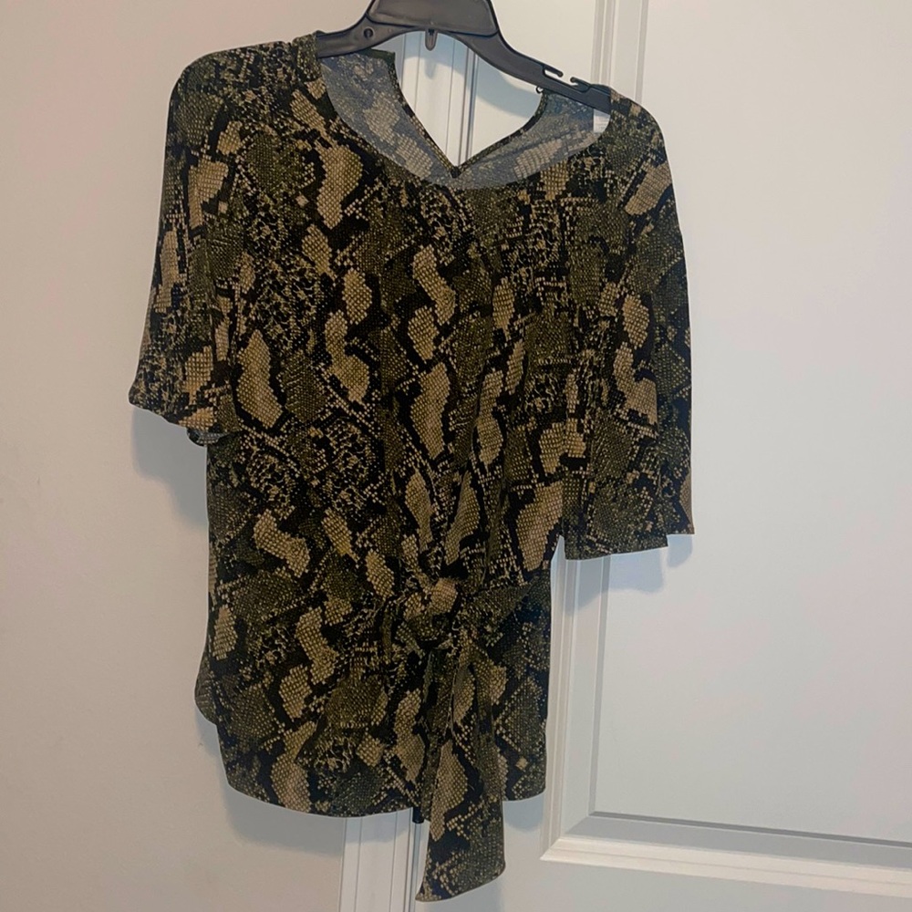 Womens green snake skin print top; worn twice; great condition